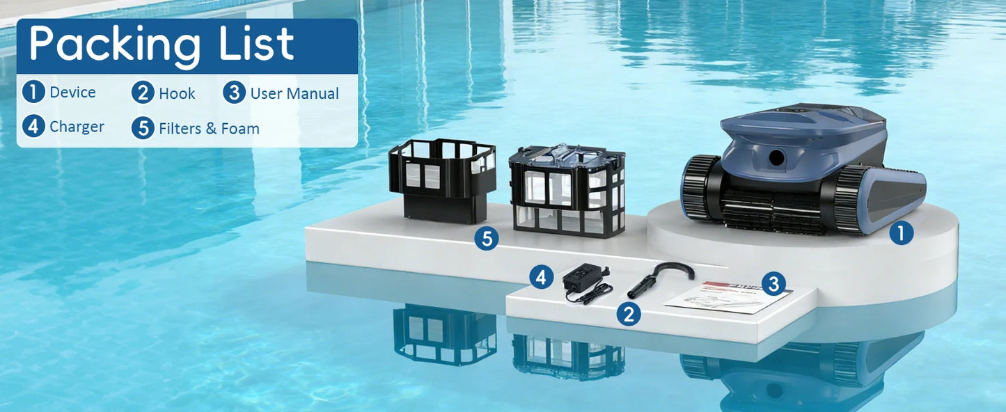 Nettoyeur de piscine robotisé Seauto SAT 40 Nouveauté 2026, nettoyage de la ligne d’eau, navigation sonar IA, autonomie de 240 minutes, adapté aux piscines jusqu’à 300 m²