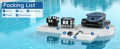 Nettoyeur de piscine robotisé Seauto SAT 40 Nouveauté 2026, nettoyage de la ligne d’eau, navigation sonar IA, autonomie de 240 minutes, adapté aux piscines jusqu’à 300 m²
