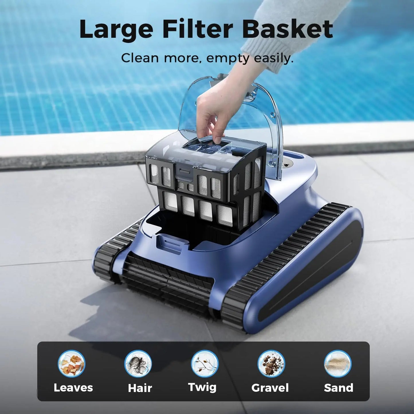 (Version 2026) Aspirateur robotisé pour piscine Seauto Crab Pro, robot grimpeur de murs, adapté aux murs et sols de 2000 pieds carrés