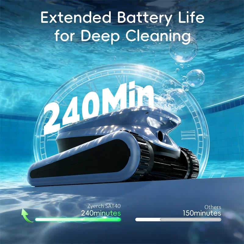 Nettoyeur de piscine robotisé Seauto SAT 40 Nouveauté 2026, nettoyage de la ligne d’eau, navigation sonar IA, autonomie de 240 minutes, adapté aux piscines jusqu’à 300 m²