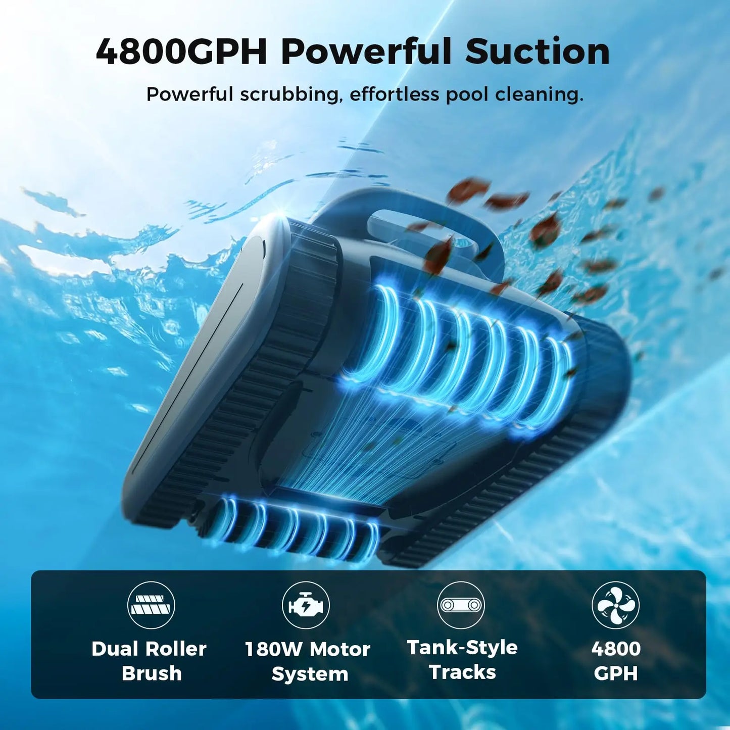 (Version 2026) Aspirateur robotisé pour piscine Seauto Crab Pro, robot grimpeur de murs, adapté aux murs et sols de 2000 pieds carrés