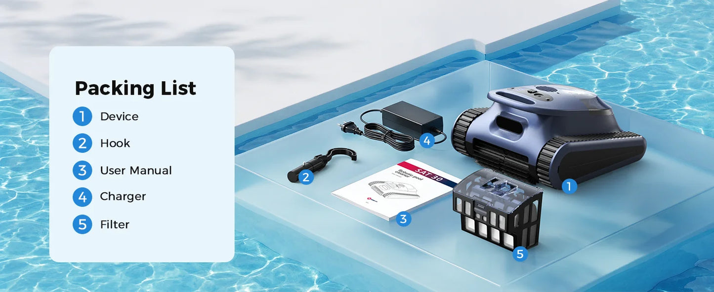 (Version 2026) Aspirateur robotisé pour piscine Seauto Crab Pro, robot grimpeur de murs, adapté aux murs et sols de 2000 pieds carrés
