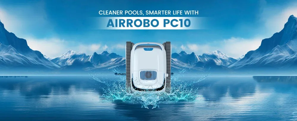 Robot nettoyeur de piscine intelligent AIRROBO PC10 - Autonomie de 120 minutes, escalade des parois, nettoie les sols/les parois/la ligne de flottaison pour les piscines enterrées et hors sol