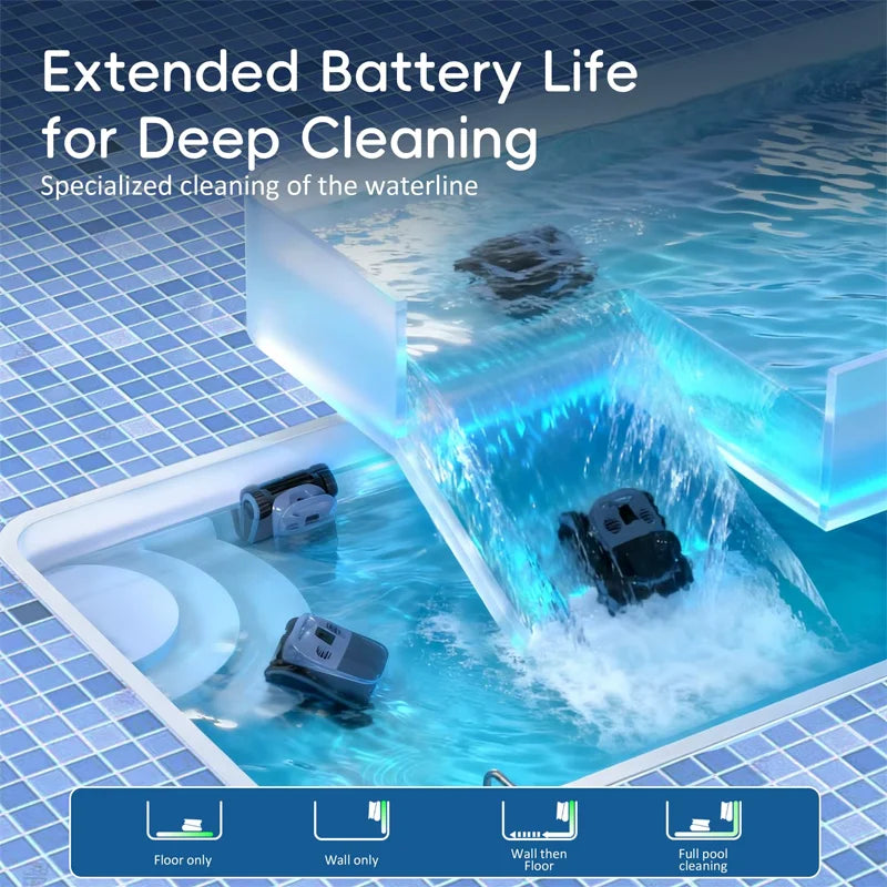 Nettoyeur de piscine robotisé Seauto SAT 40 Nouveauté 2026, nettoyage de la ligne d’eau, navigation sonar IA, autonomie de 240 minutes, adapté aux piscines jusqu’à 300 m²