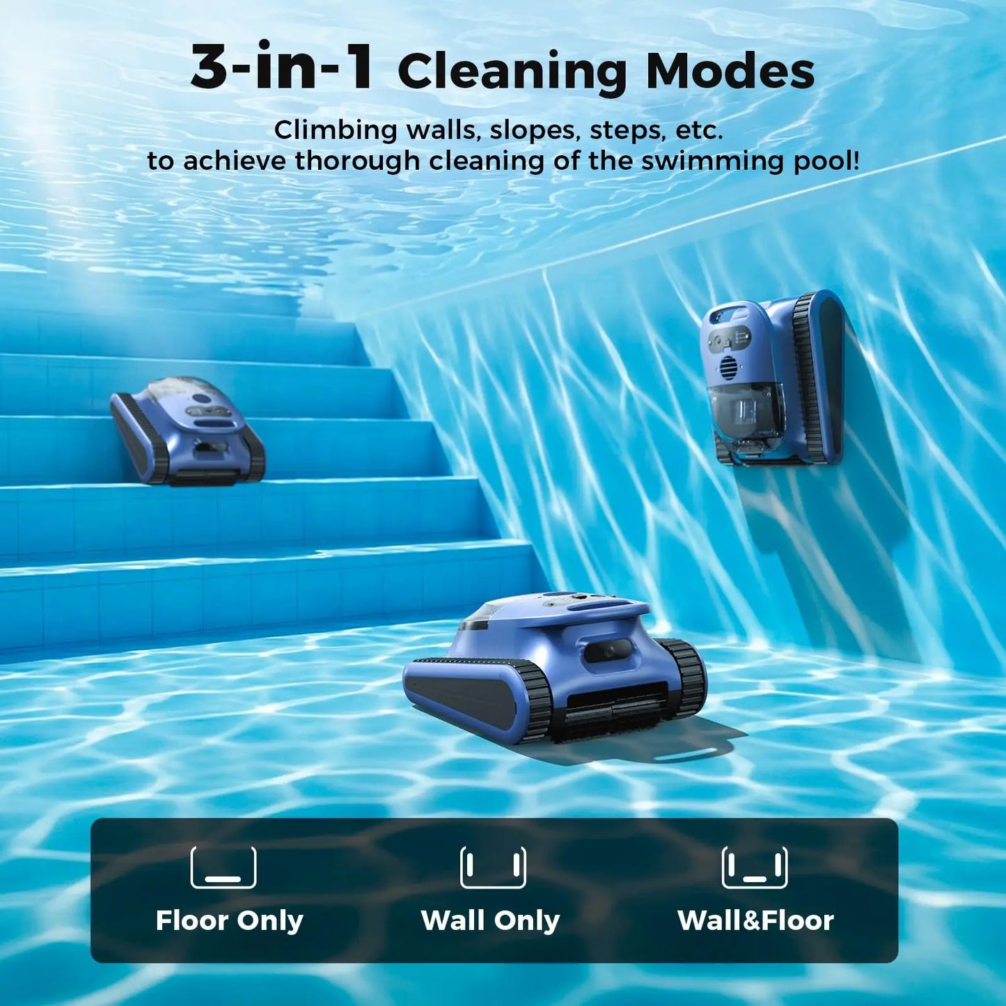 (Version 2026) Aspirateur robotisé pour piscine Seauto Crab Pro, robot grimpeur de murs, adapté aux murs et sols de 2000 pieds carrés