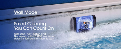 Aspirateur de piscine Seauto SAT20/SAT20pro, autonomie de 150 minutes, pour piscines jusqu'à 2000 pieds carrés, aspiration puissante de 45 000 Pa, fonction de grimpement des parois pour piscines hors sol/encastrées.