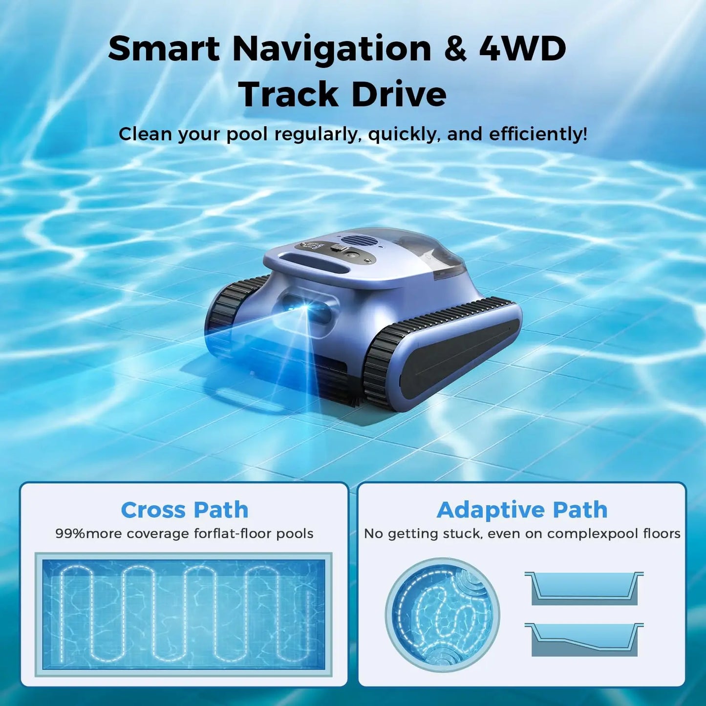 (Version 2026) Aspirateur robotisé pour piscine Seauto Crab Pro, robot grimpeur de murs, adapté aux murs et sols de 2000 pieds carrés