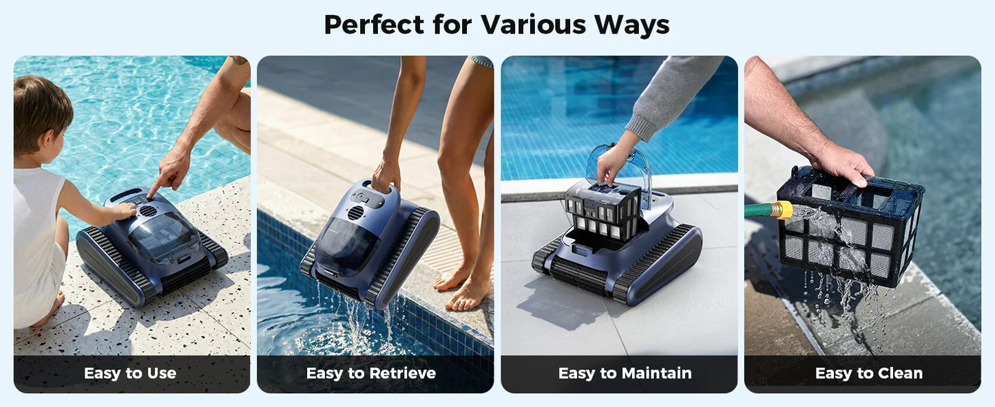 (Version 2026) Aspirateur robotisé pour piscine Seauto Crab Pro, robot grimpeur de murs, adapté aux murs et sols de 2000 pieds carrés