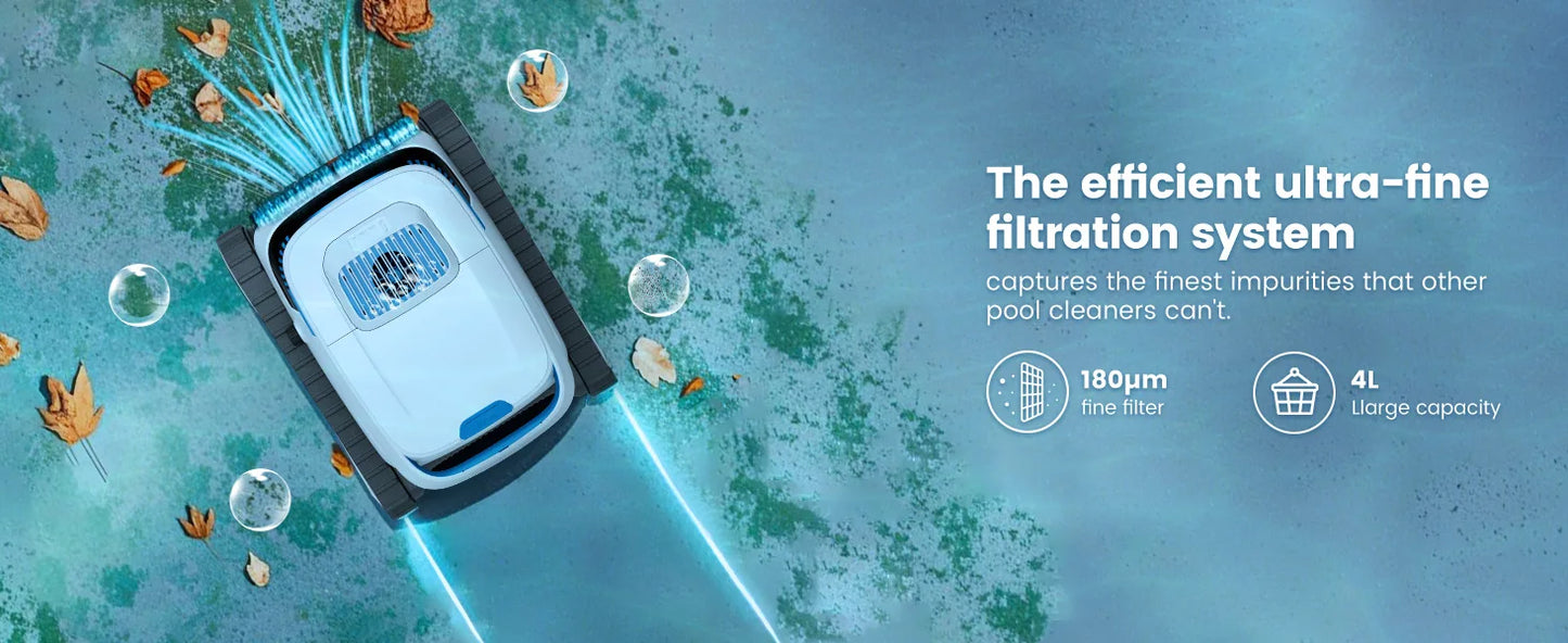 Robot nettoyeur de piscine intelligent AIRROBO PC10 - Autonomie de 120 minutes, escalade des parois, nettoie les sols/les parois/la ligne de flottaison pour les piscines enterrées et hors sol