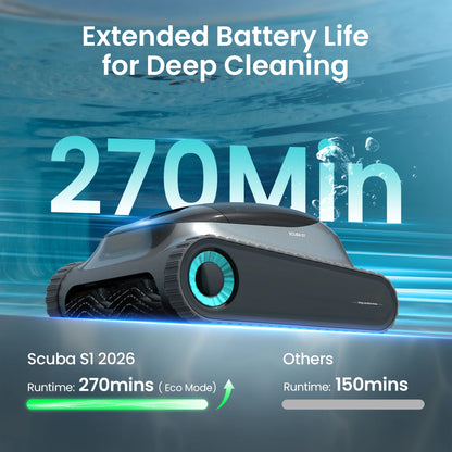 (Mise à niveau 2026) AIPER Scuba S1 Robot de piscine reconditionné pour le sol et les murs, nettoyage de la ligne de flottaison, double filtration, autonomie de 270 minutes, navigation intelligente, contrôle par applicatio