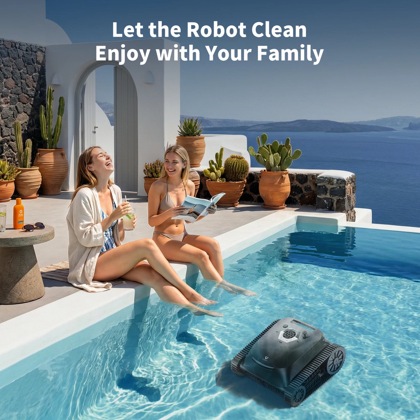 Nettoyeur de piscine robotisé sans fil SP5, autonomie de 180 minutes, nettoyage des fonds, des parois et de la ligne d'eau, 4 modes de nettoyage, retour intelligent