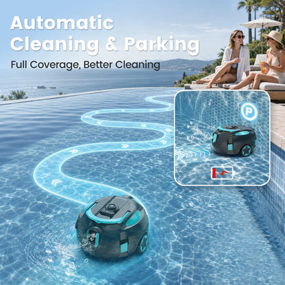 Nettoyeur de piscine robotisé sans fil H1, aspirateur automatique rechargeable, autonomie de 120 minutes, stationnement automatique, filtre de 180 μm pour le nettoyage du fond de piscine