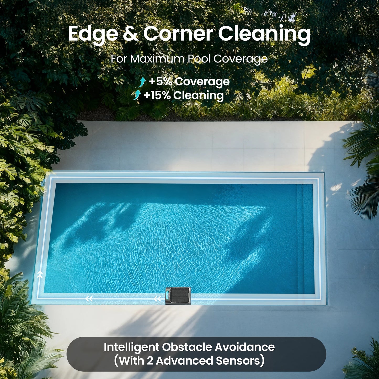 Robot nettoyeur de piscine solaire EcoSurfer S2, nettoyage de surface 24h/24 et 7j/7, filtre 150 µm, robot de piscine à batterie avec contrôle par application, mises à jour OTA, détection intelligente des obstacles, Aipe