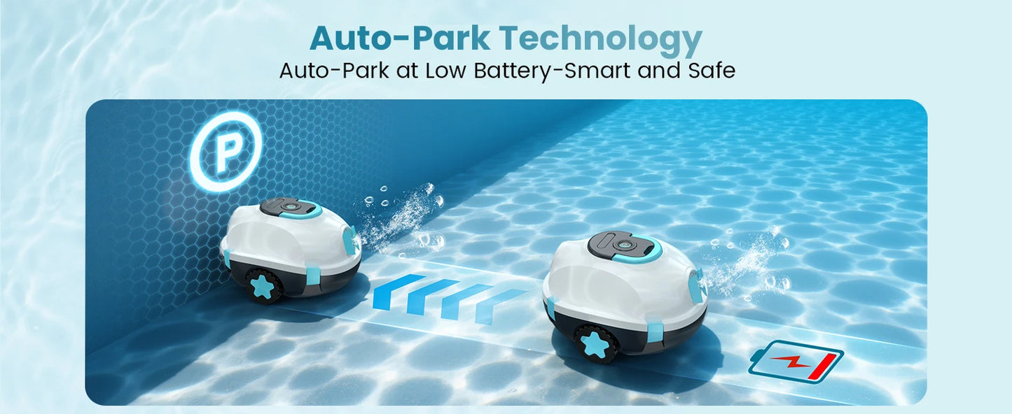 Nettoyeur de piscine robotisé sans fil H1, aspirateur automatique rechargeable, autonomie de 120 minutes, stationnement automatique, filtre de 180 μm pour le nettoyage du fond de piscine