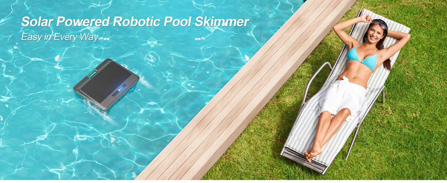 Nettoyeur de piscine robotisé amélioré, aspirateur solaire pour piscine, nettoyeur de surface, option de charge double avec télécommande pour écumeur de piscine