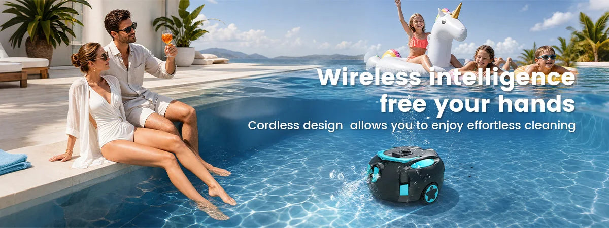Nettoyeur de piscine robotisé sans fil H1, aspirateur automatique rechargeable, autonomie de 120 minutes, stationnement automatique, filtre de 180 μm pour le nettoyage du fond de piscine
