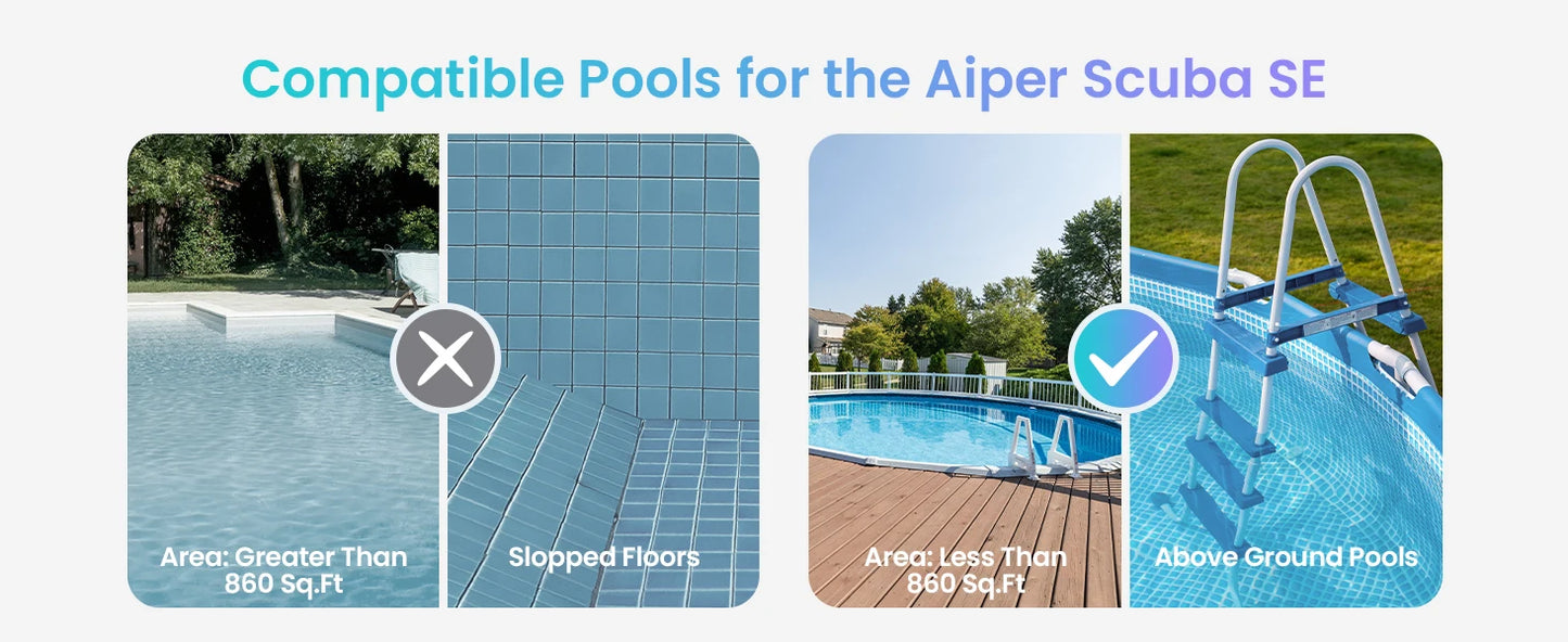 Robot de piscine IPER reconditionné, aspirateur de piscine sans fil, autonomie de 90 minutes, nettoyage automatique avec fonction d'arrêt automatique, nettoyeur de piscine compact et léger, idéal pour les piscines hors so