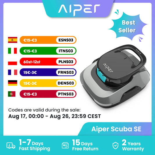 Robot de piscine IPER reconditionné, aspirateur de piscine sans fil, autonomie de 90 minutes, nettoyage automatique avec fonction d'arrêt automatique, nettoyeur de piscine compact et léger, idéal pour les piscines hors so