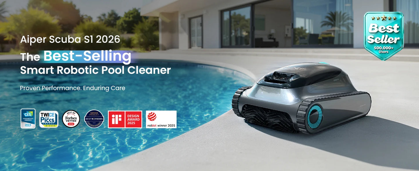 Robot nettoyeur de piscine Aiper Scuba S1 reconditionné 2026 – Nettoyage des murs et des lignes d'eau, autonomie de 270 minutes, prise en charge de l'application, mise à jour OTA