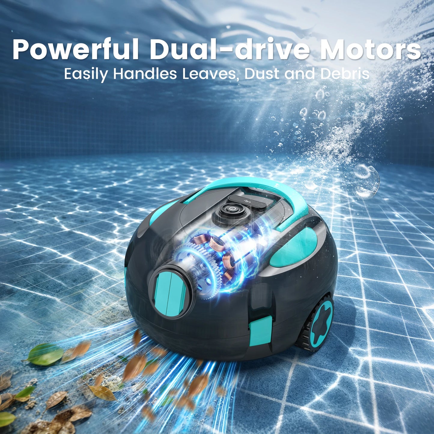 Nettoyeur de piscine robotisé sans fil H1, aspirateur automatique rechargeable, autonomie de 120 minutes, stationnement automatique, filtre de 180 μm pour le nettoyage du fond de piscine