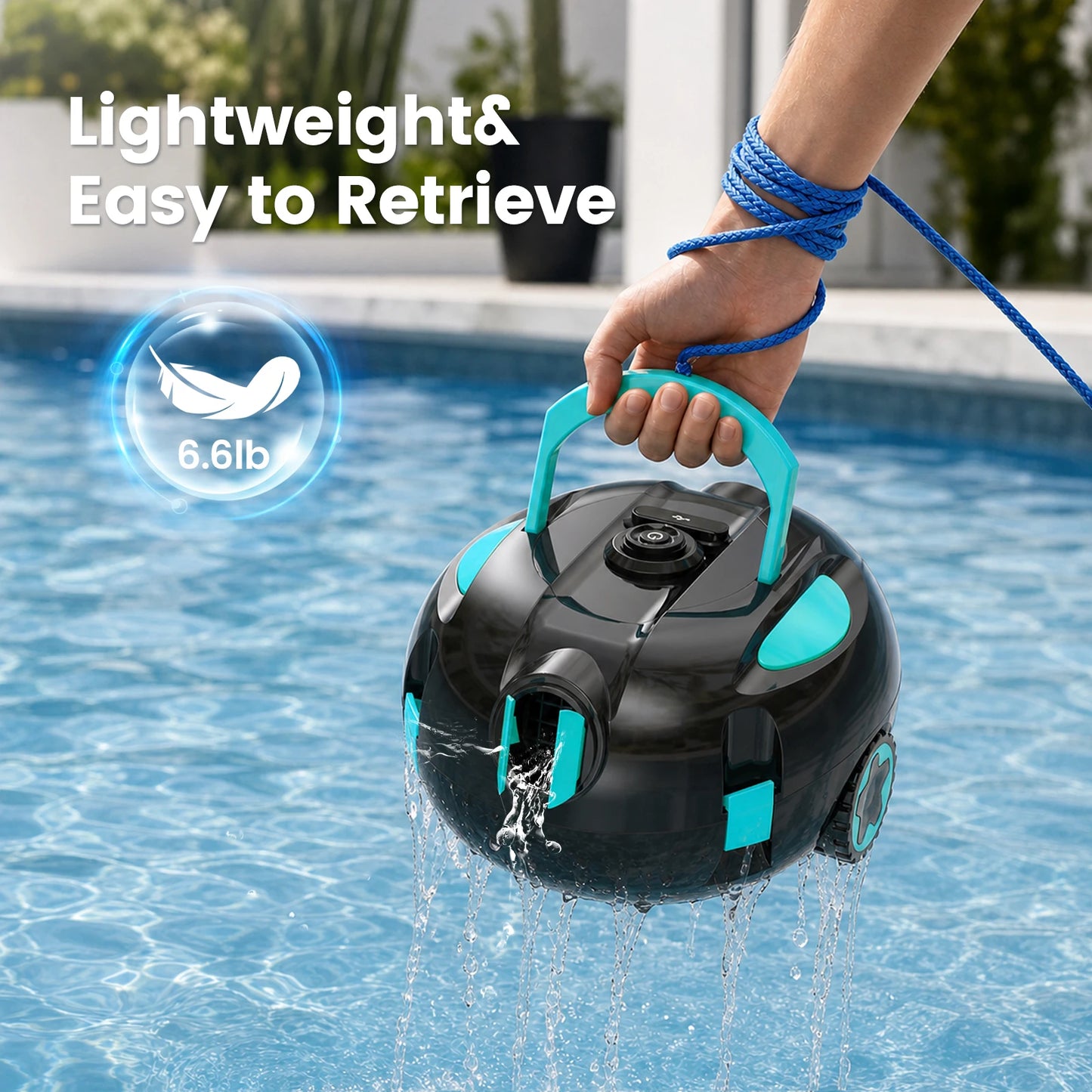 Nettoyeur de piscine robotisé sans fil H1, aspirateur automatique rechargeable, autonomie de 120 minutes, stationnement automatique, filtre de 180 μm pour le nettoyage du fond de piscine