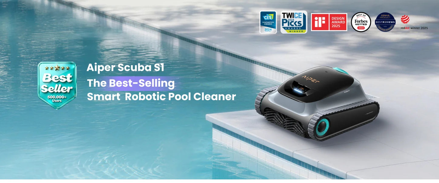 (Mise à niveau 2026) AIPER Scuba S1 Robot de piscine reconditionné pour le sol et les murs, nettoyage de la ligne de flottaison, double filtration, autonomie de 270 minutes, navigation intelligente, contrôle par applicatio