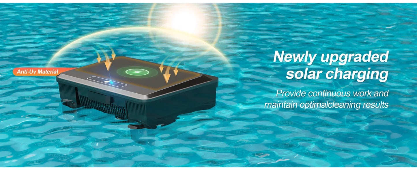 Nettoyeur de piscine robotisé amélioré, aspirateur solaire pour piscine, nettoyeur de surface, option de charge double avec télécommande pour écumeur de piscine