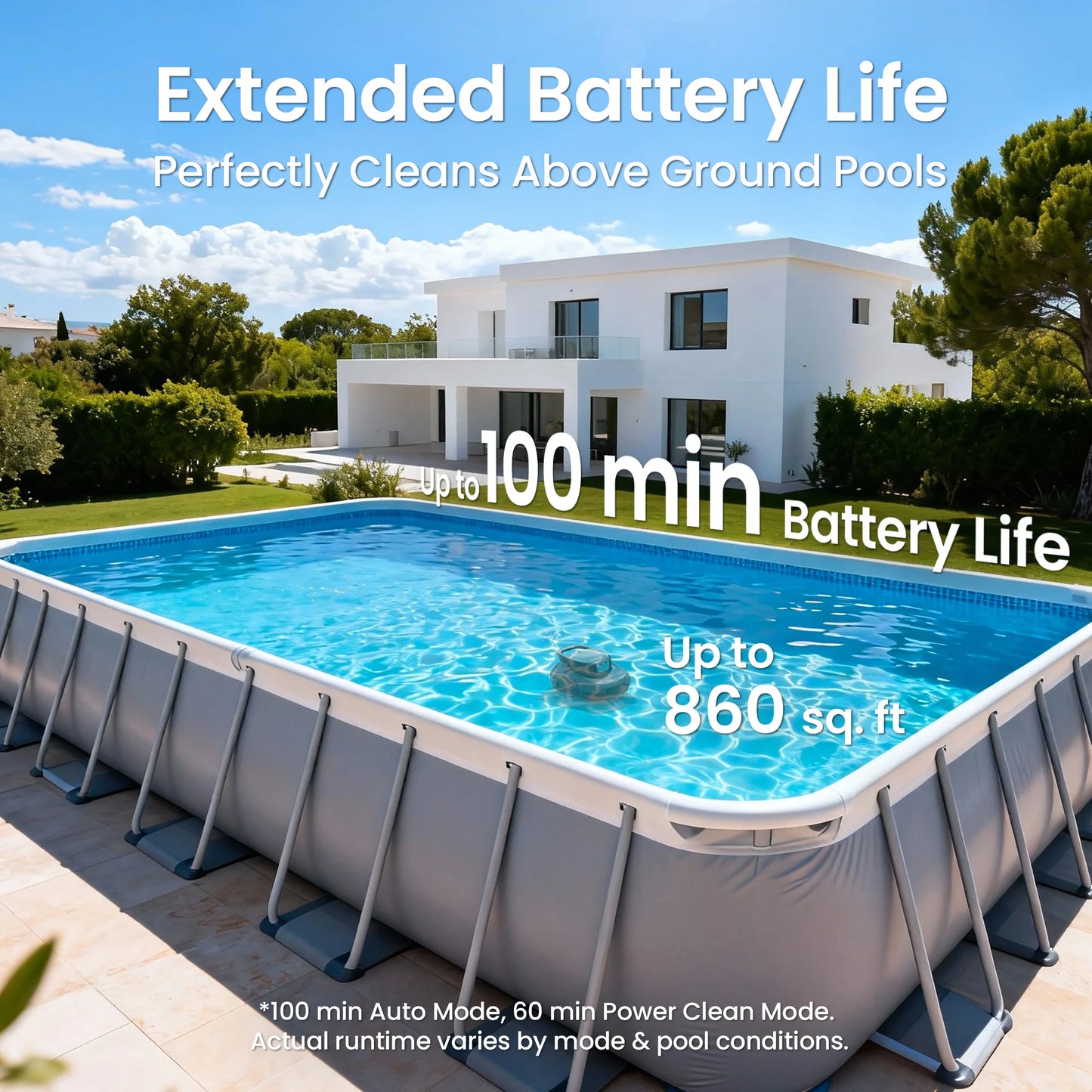 Robot de piscine IPER reconditionné, aspirateur de piscine sans fil, autonomie de 90 minutes, nettoyage automatique avec fonction d'arrêt automatique, nettoyeur de piscine compact et léger, idéal pour les piscines hors so