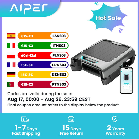 Robot nettoyeur de piscine solaire EcoSurfer S2, nettoyage de surface 24h/24 et 7j/7, filtre 150 µm, robot de piscine à batterie avec contrôle par application, mises à jour OTA, détection intelligente des obstacles, Aipe