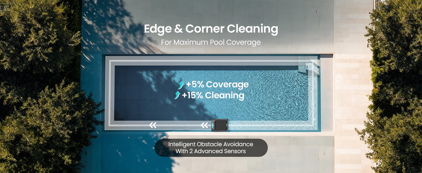 Robot nettoyeur de piscine solaire EcoSurfer S2, nettoyage de surface 24h/24 et 7j/7, filtre 150 µm, robot de piscine à batterie avec contrôle par application, mises à jour OTA, détection intelligente des obstacles, Aipe