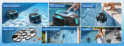 Nettoyeur de piscine robotisé sans fil H1, aspirateur automatique rechargeable, autonomie de 120 minutes, stationnement automatique, filtre de 180 μm pour le nettoyage du fond de piscine