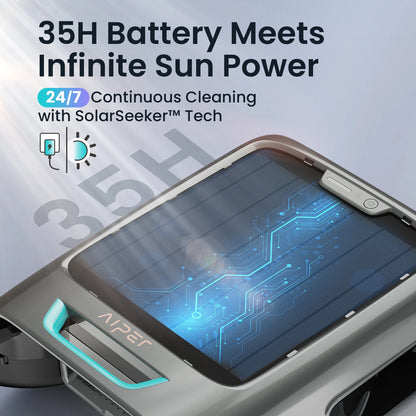 Robot nettoyeur de piscine solaire EcoSurfer S2, nettoyage de surface 24h/24 et 7j/7, filtre 150 µm, robot de piscine à batterie avec contrôle par application, mises à jour OTA, détection intelligente des obstacles, Aipe