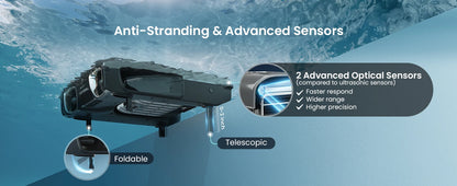 Robot nettoyeur de piscine solaire EcoSurfer S2, nettoyage de surface 24h/24 et 7j/7, filtre 150 µm, robot de piscine à batterie avec contrôle par application, mises à jour OTA, détection intelligente des obstacles, Aipe