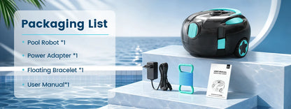 Nettoyeur de piscine robotisé sans fil H1, aspirateur automatique rechargeable, autonomie de 120 minutes, stationnement automatique, filtre de 180 μm pour le nettoyage du fond de piscine