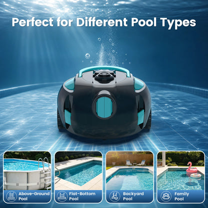 Nettoyeur de piscine robotisé sans fil H1, aspirateur automatique rechargeable, autonomie de 120 minutes, stationnement automatique, filtre de 180 μm pour le nettoyage du fond de piscine