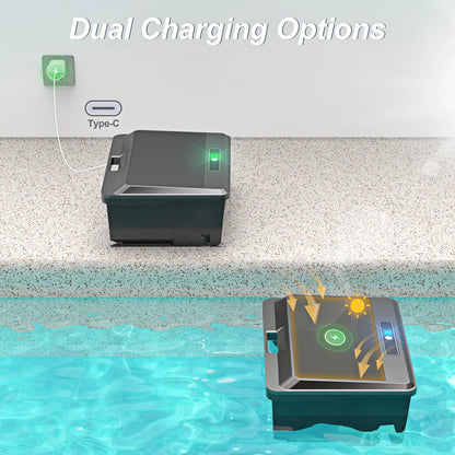 Nettoyeur de piscine robotisé amélioré, aspirateur solaire pour piscine, nettoyeur de surface, option de charge double avec télécommande pour écumeur de piscine