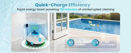 Nettoyeur de piscine robotisé sans fil H1, aspirateur automatique rechargeable, autonomie de 120 minutes, stationnement automatique, filtre de 180 μm pour le nettoyage du fond de piscine