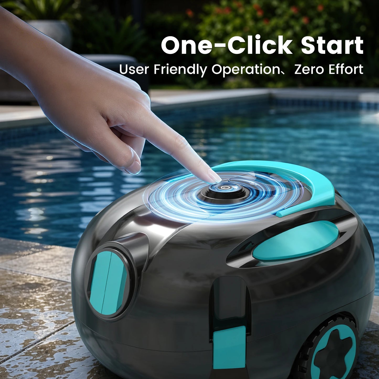 Nettoyeur de piscine robotisé sans fil H1, aspirateur automatique rechargeable, autonomie de 120 minutes, stationnement automatique, filtre de 180 μm pour le nettoyage du fond de piscine