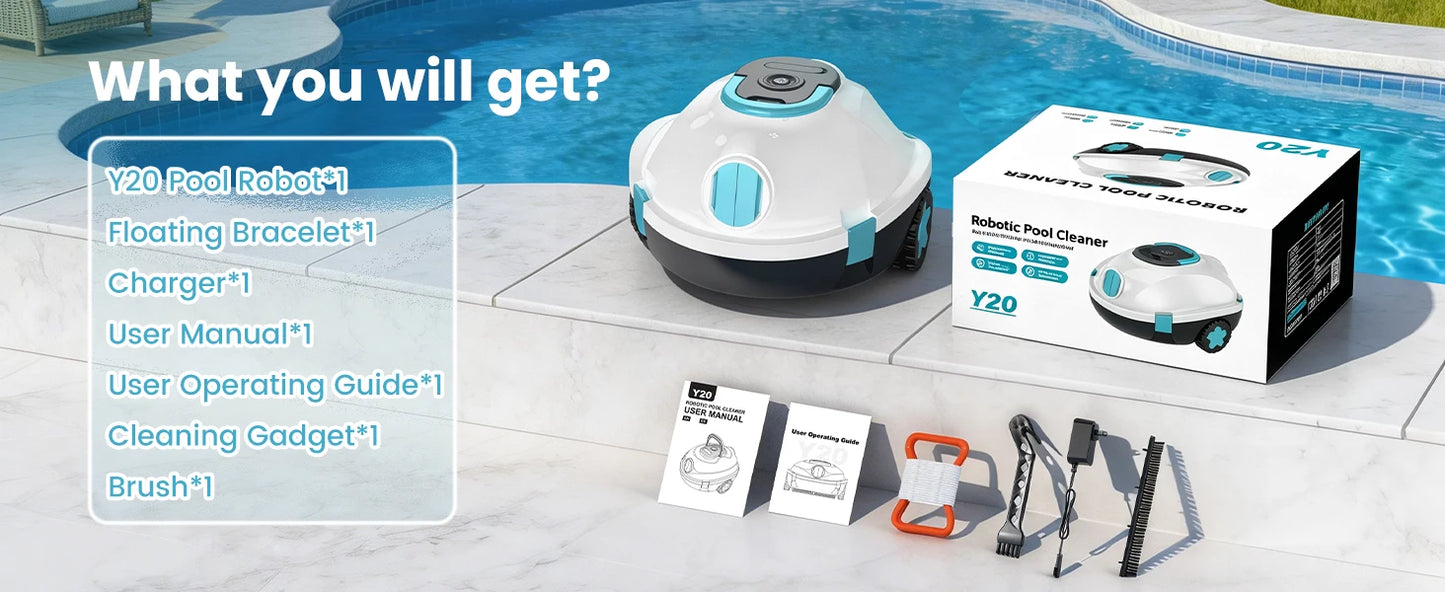 Nettoyeur de piscine robotisé sans fil H1, aspirateur automatique rechargeable, autonomie de 120 minutes, stationnement automatique, filtre de 180 μm pour le nettoyage du fond de piscine