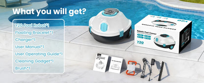 Nettoyeur de piscine robotisé sans fil H1, aspirateur automatique rechargeable, autonomie de 120 minutes, stationnement automatique, filtre de 180 μm pour le nettoyage du fond de piscine