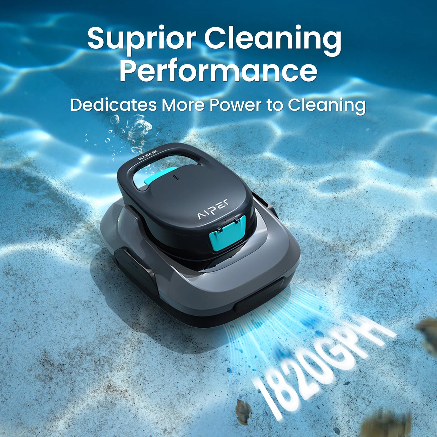 Robot de piscine IPER reconditionné, aspirateur de piscine sans fil, autonomie de 90 minutes, nettoyage automatique avec fonction d'arrêt automatique, nettoyeur de piscine compact et léger, idéal pour les piscines hors so