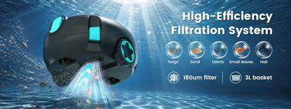 Nettoyeur de piscine robotisé sans fil H1, aspirateur automatique rechargeable, autonomie de 120 minutes, stationnement automatique, filtre de 180 μm pour le nettoyage du fond de piscine