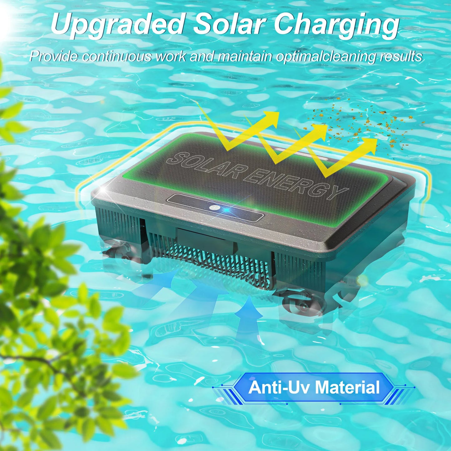 Nettoyeur de piscine robotisé amélioré, aspirateur solaire pour piscine, nettoyeur de surface, option de charge double avec télécommande pour écumeur de piscine