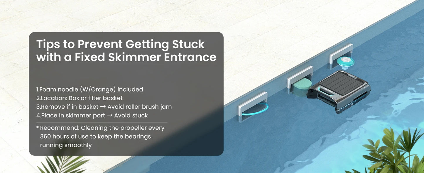 Robot nettoyeur de piscine solaire EcoSurfer S2, nettoyage de surface 24h/24 et 7j/7, filtre 150 µm, robot de piscine à batterie avec contrôle par application, mises à jour OTA, détection intelligente des obstacles, Aipe