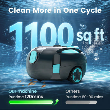 Nettoyeur de piscine robotisé sans fil H1, aspirateur automatique rechargeable, autonomie de 120 minutes, stationnement automatique, filtre de 180 μm pour le nettoyage du fond de piscine