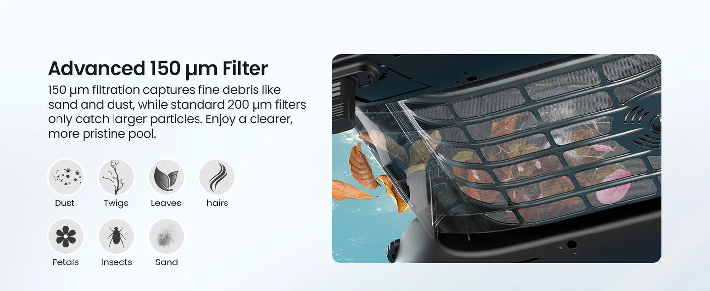 Robot nettoyeur de piscine solaire EcoSurfer S2, nettoyage de surface 24h/24 et 7j/7, filtre 150 µm, robot de piscine à batterie avec contrôle par application, mises à jour OTA, détection intelligente des obstacles, Aipe