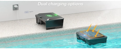 Nettoyeur de piscine robotisé amélioré, aspirateur solaire pour piscine, nettoyeur de surface, option de charge double avec télécommande pour écumeur de piscine