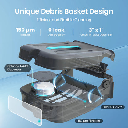 Robot nettoyeur de piscine solaire EcoSurfer S2, nettoyage de surface 24h/24 et 7j/7, filtre 150 µm, robot de piscine à batterie avec contrôle par application, mises à jour OTA, détection intelligente des obstacles, Aipe