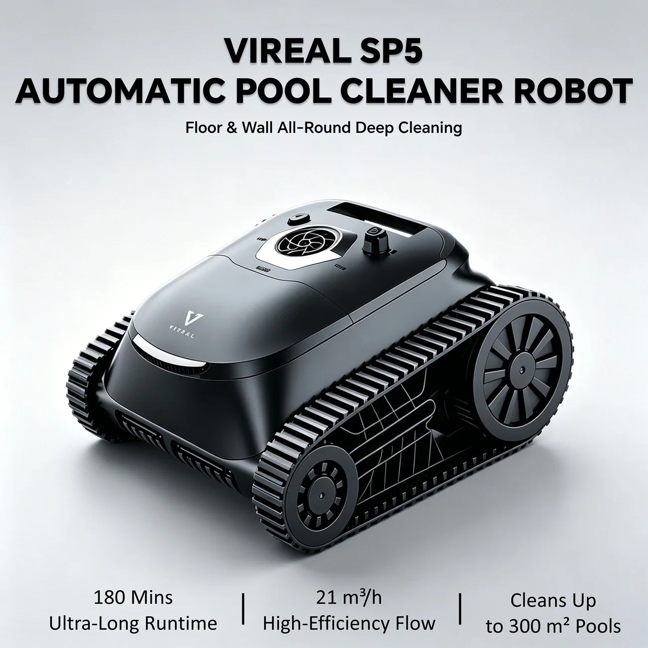 Nettoyeur de piscine robotisé sans fil SP5, autonomie de 180 minutes, nettoyage des fonds, des parois et de la ligne d'eau, 4 modes de nettoyage, retour intelligent
