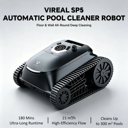Nettoyeur de piscine robotisé sans fil SP5, autonomie de 180 minutes, nettoyage des fonds, des parois et de la ligne d'eau, 4 modes de nettoyage, retour intelligent